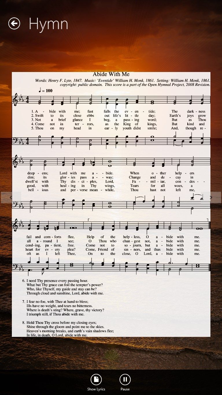 View score of the hymn