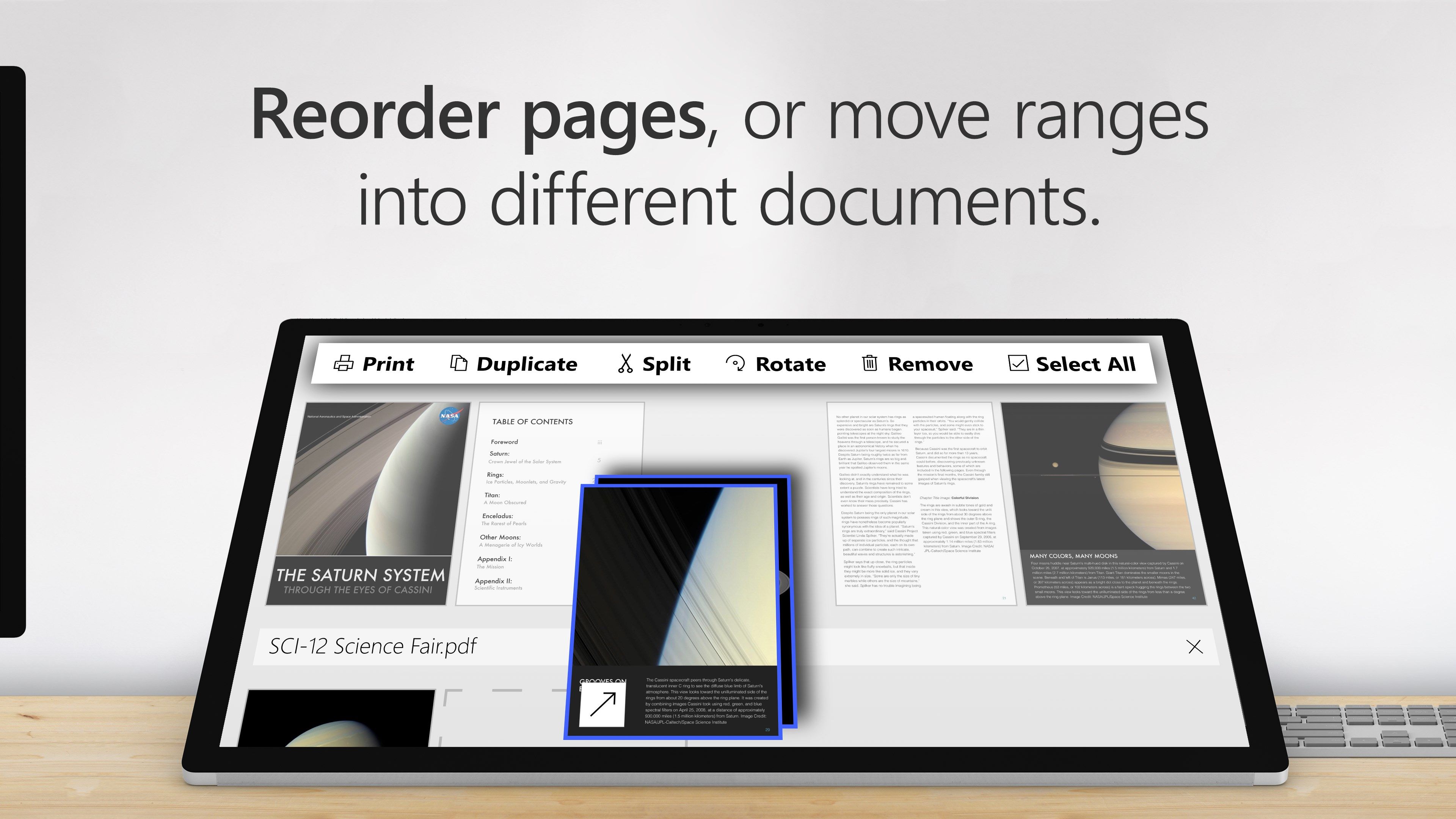 Reorder or move PDF pages.