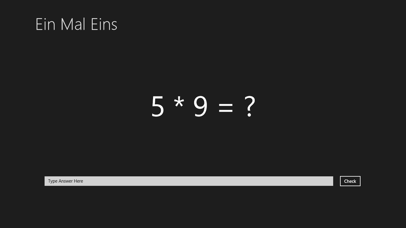 Answer the equation given by EinMalEins