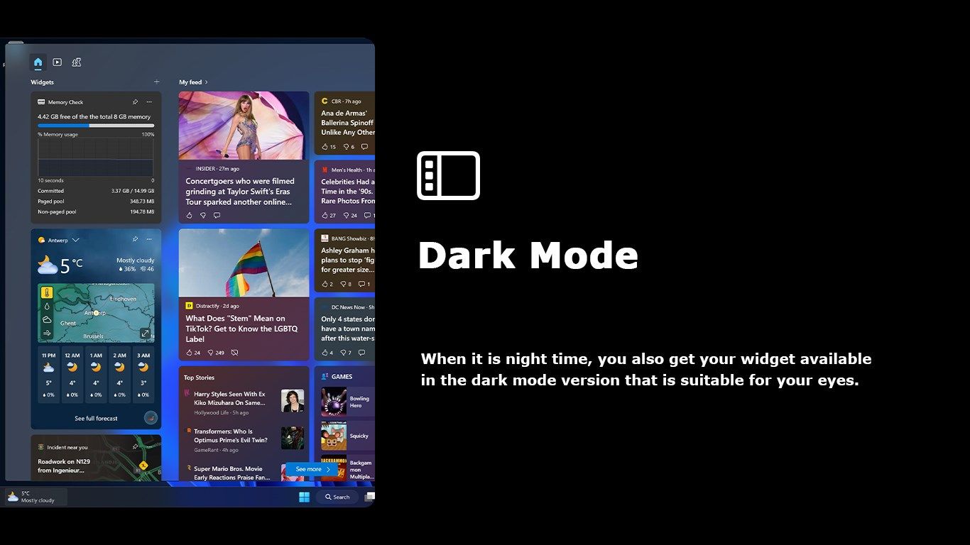 Dark Mode version of the Memory Check widget