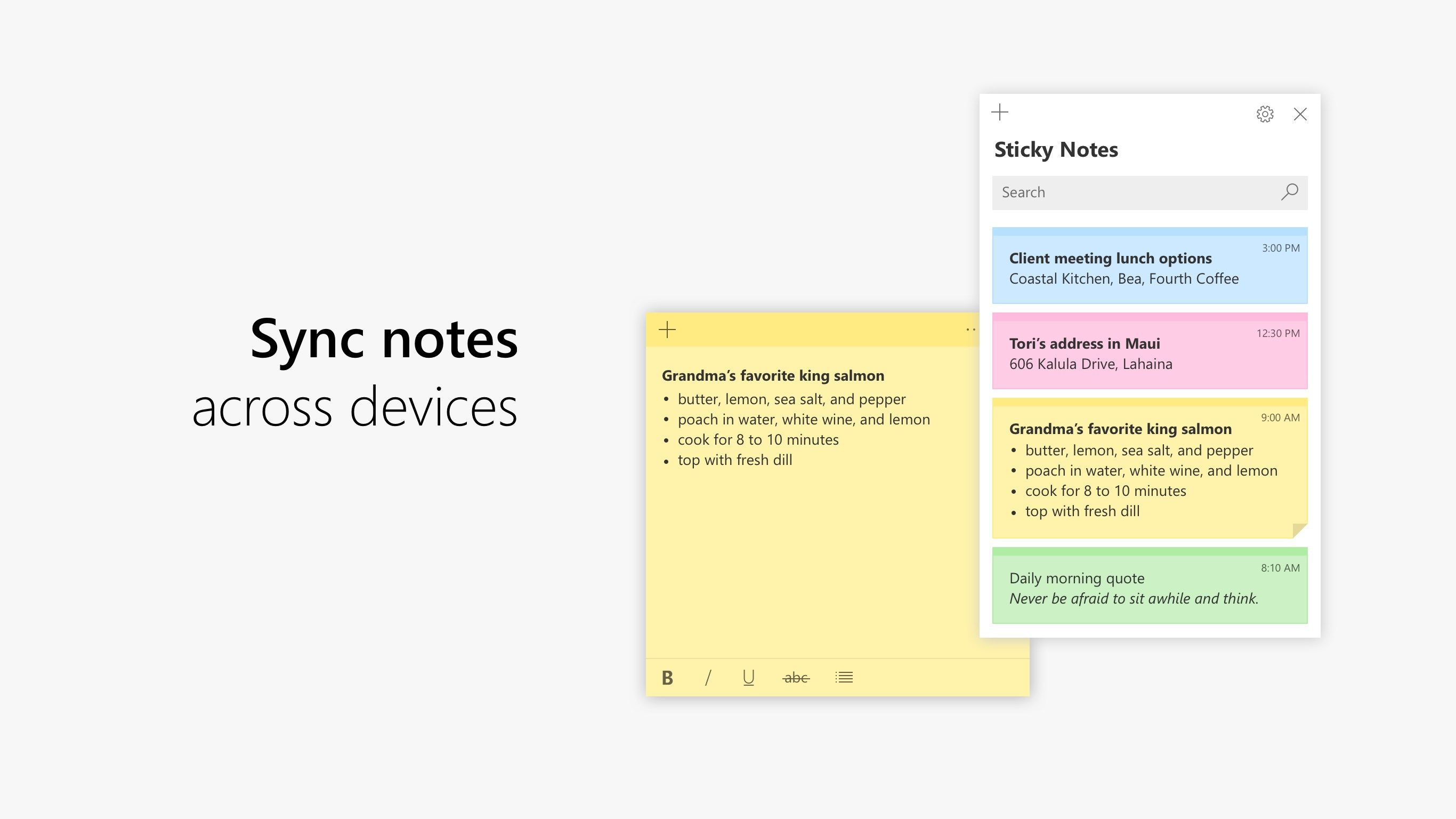 Sync notes across devices