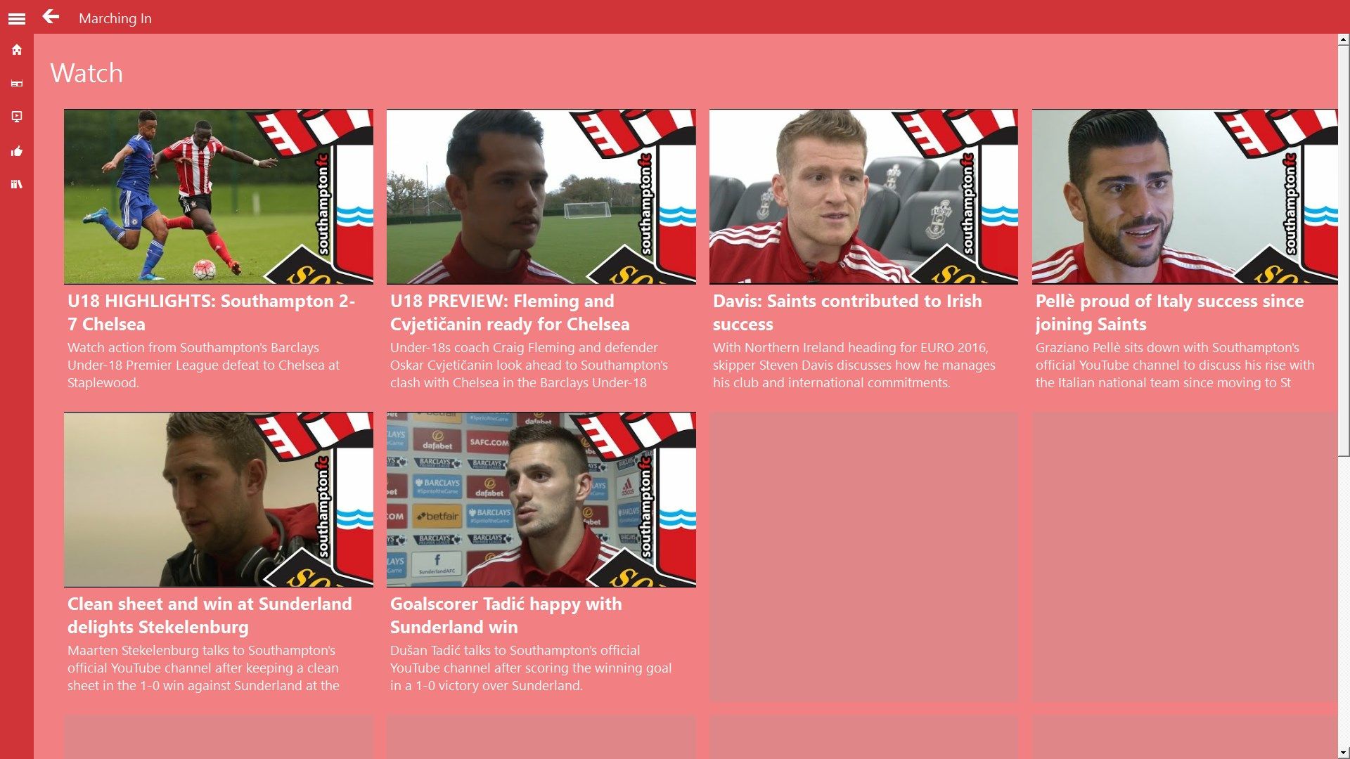 Watch all the latest post-match interviews, player interviews and more right from the app.