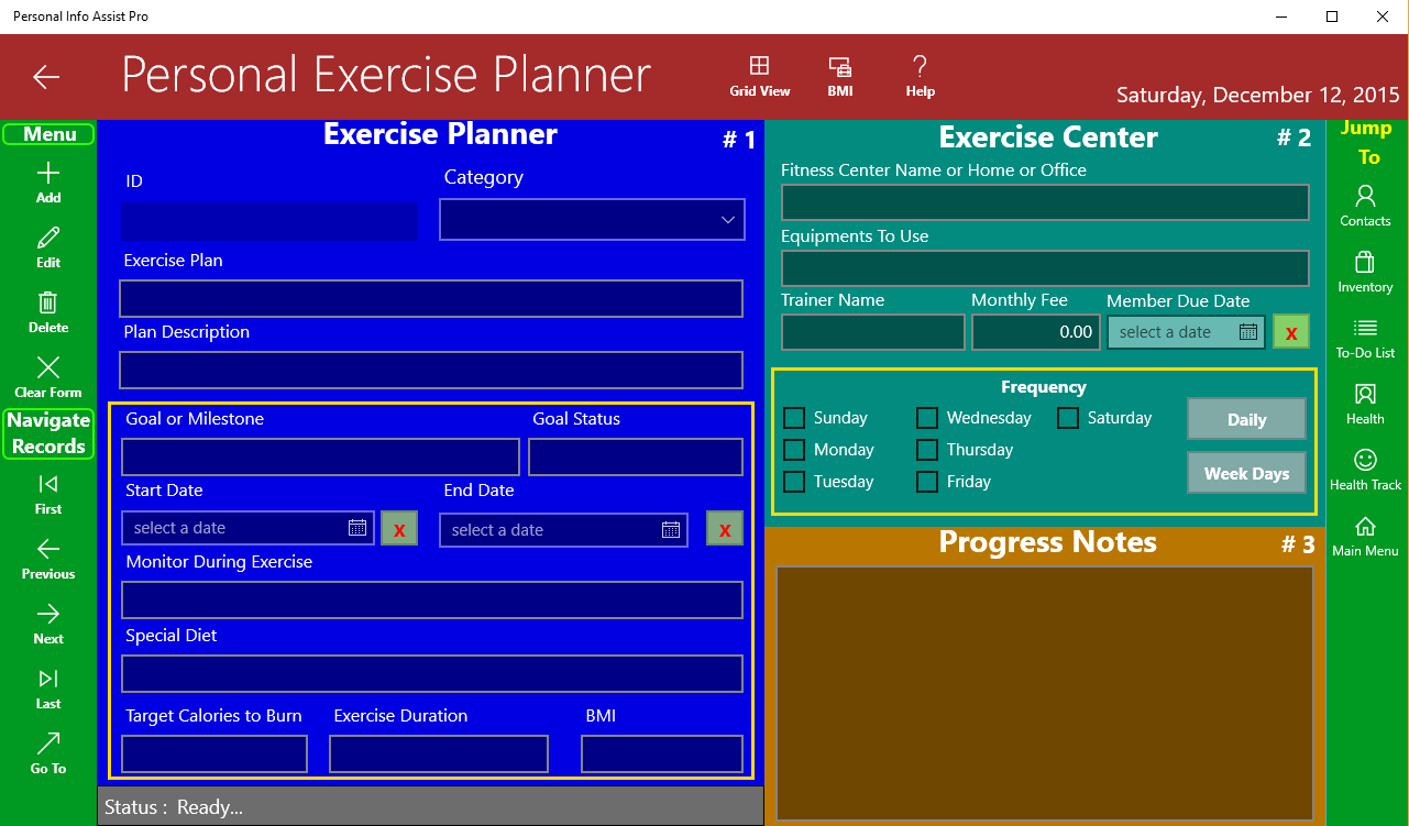 Personal Info Assist Pro - Exercise Planner