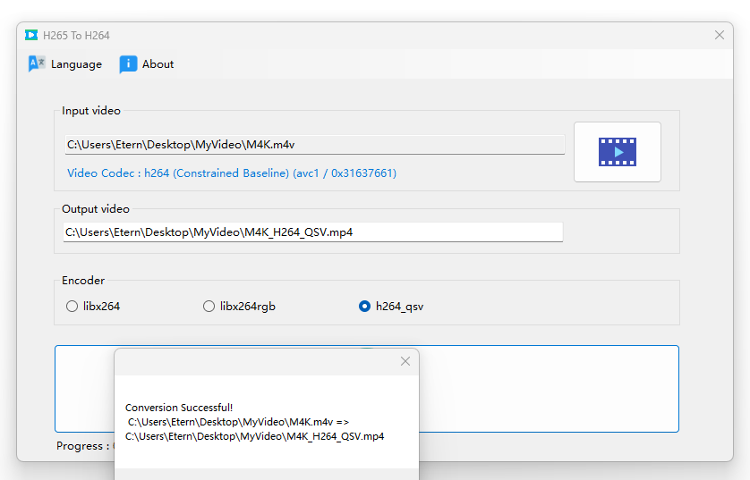 H265 to H264-HEVC file converter