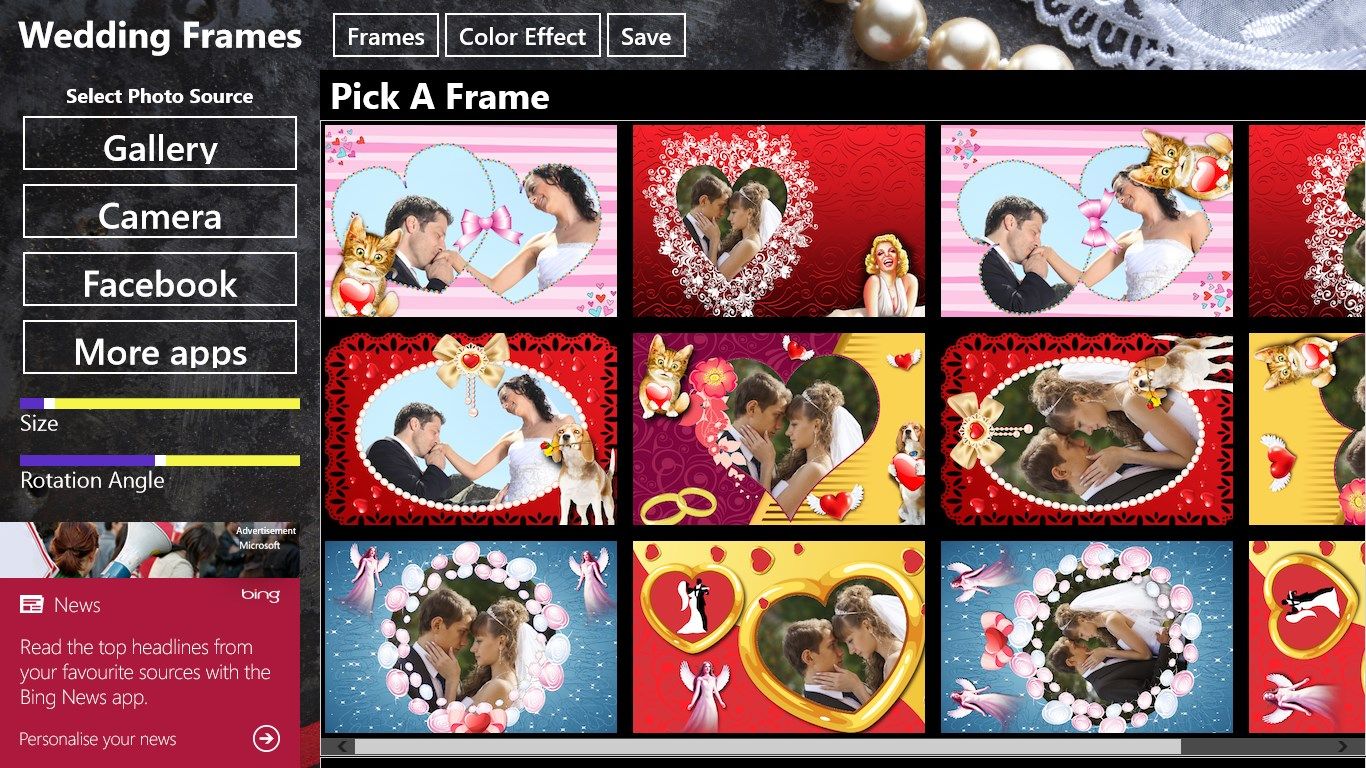 Select a wedding frame that you want to use