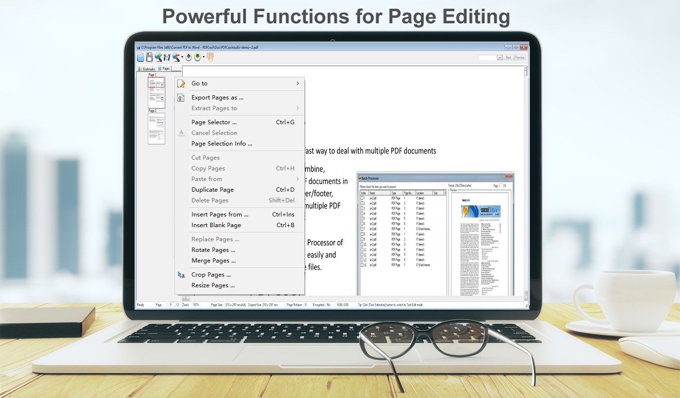 Powerful Page Editing Functions(Menu)