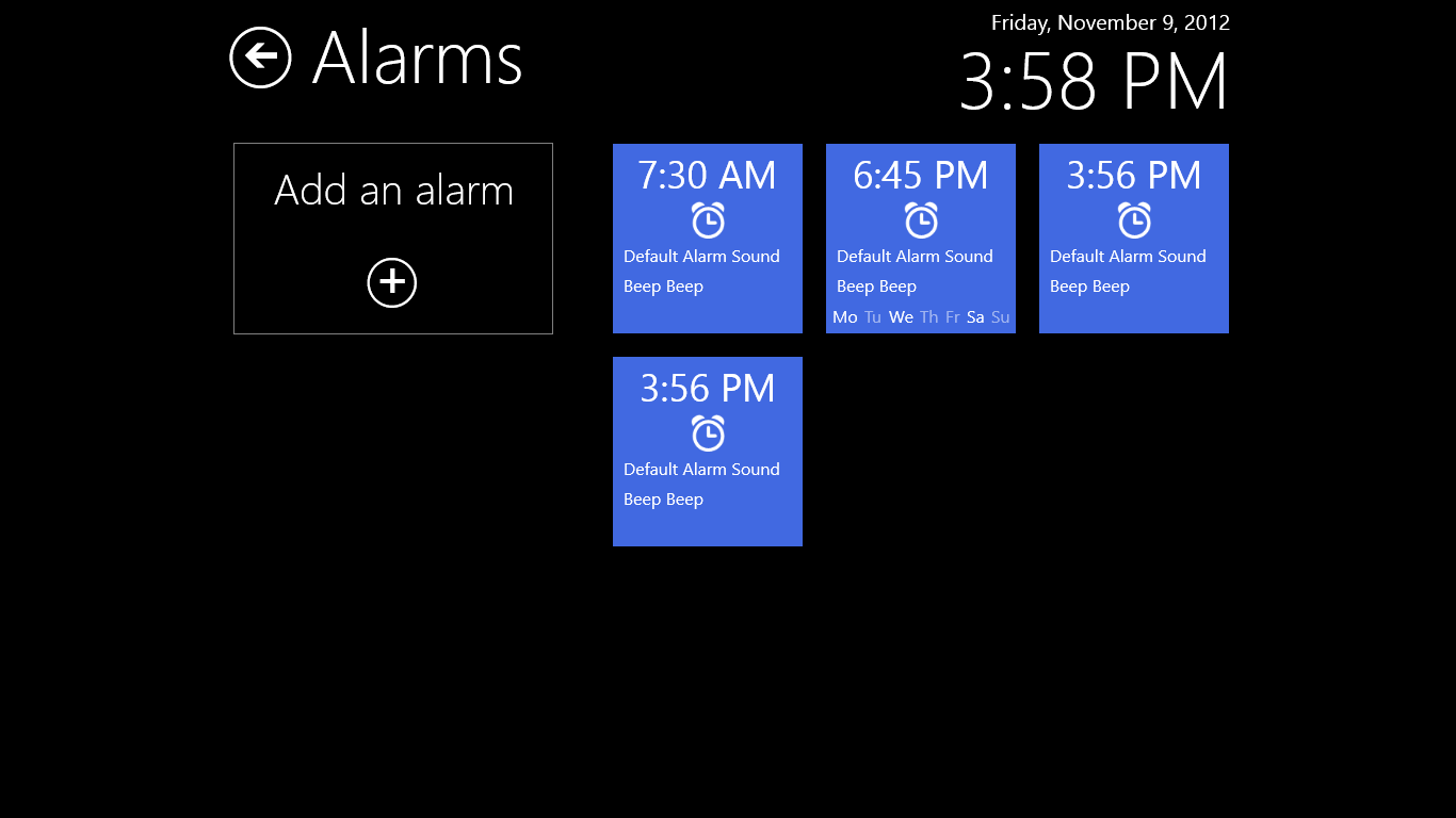 Multi-alarms, once, recurring.