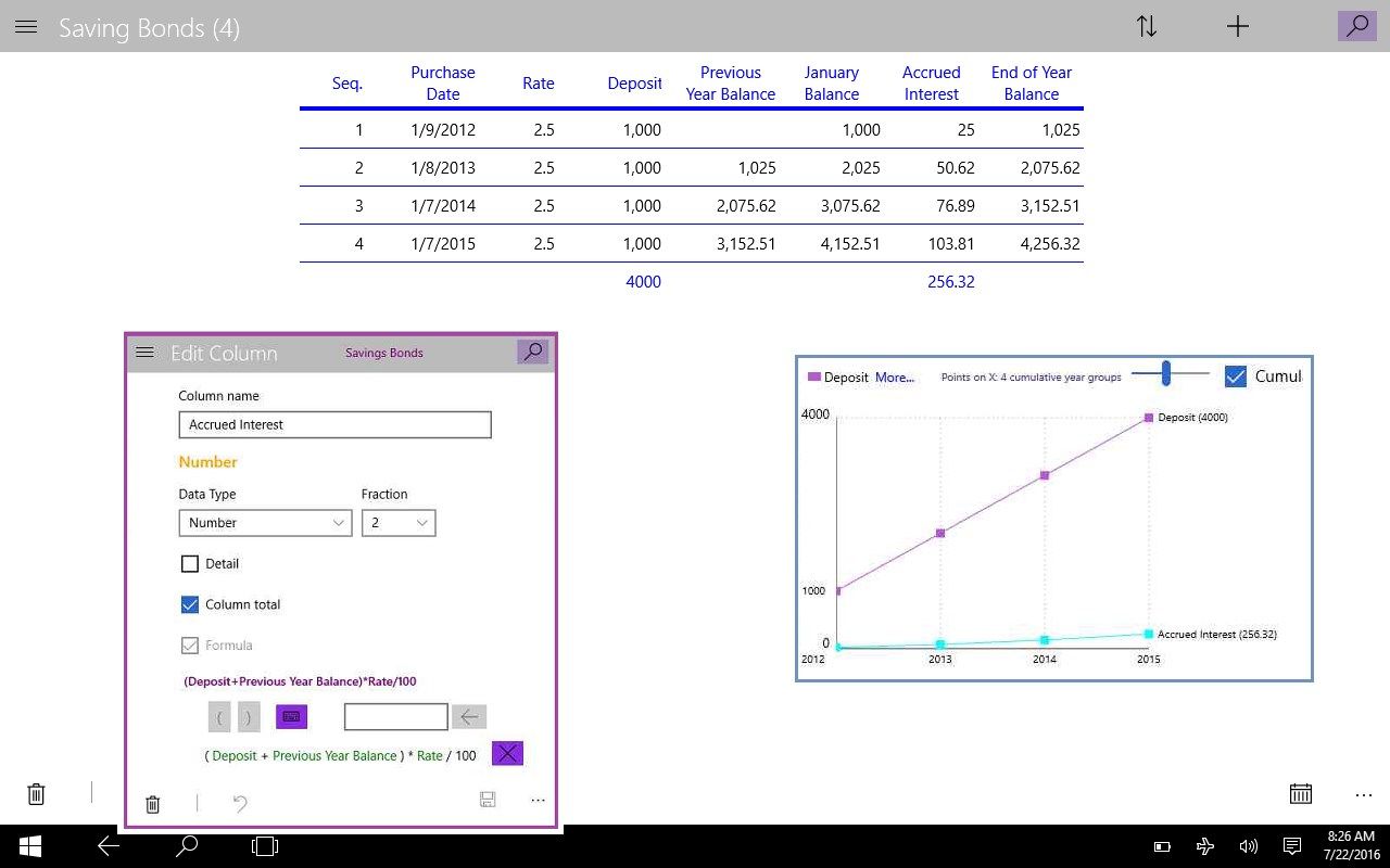 Create Excel-like reports such as the compound interest report