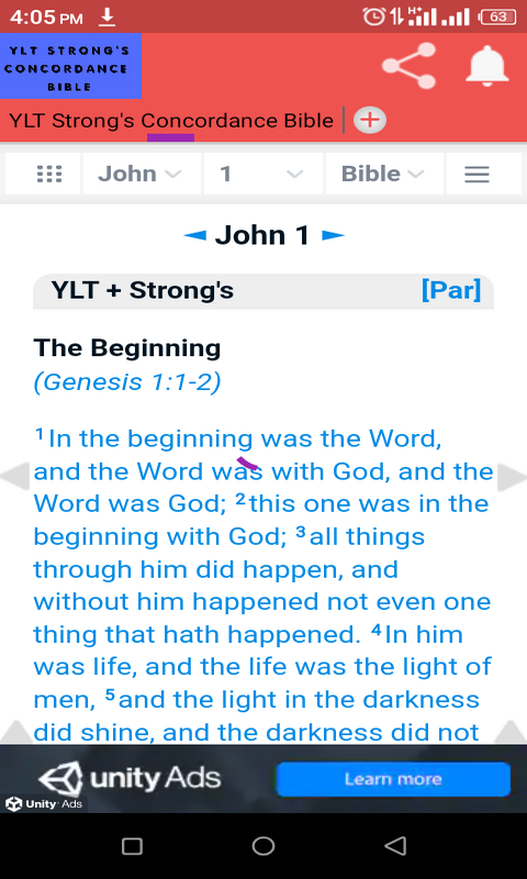 YLT Strong's Concordance Bible