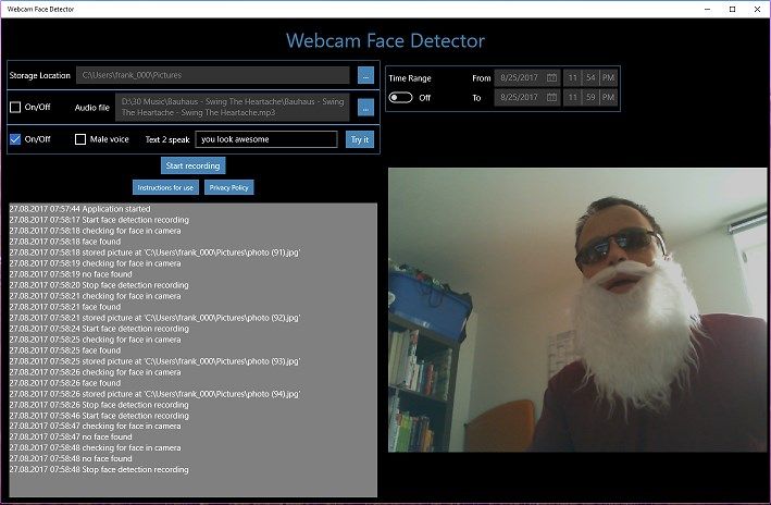 Webcam Face Detector