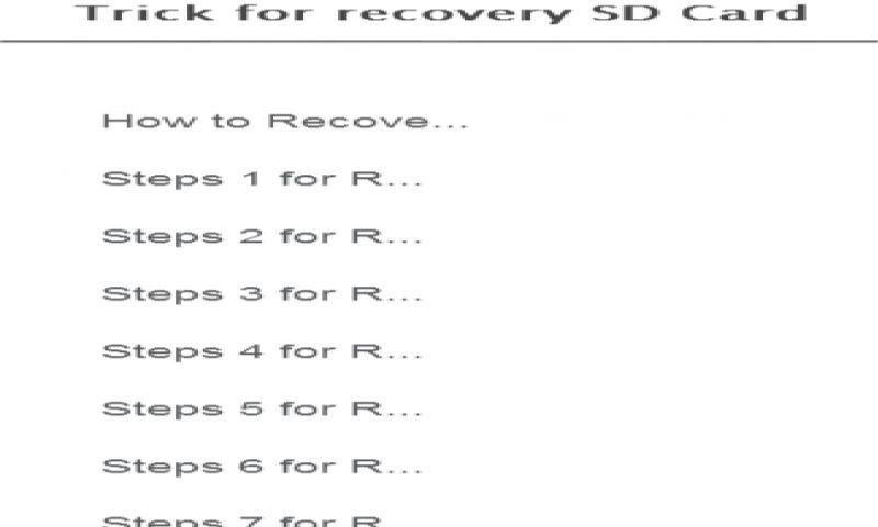 Trick for recovery SD Card