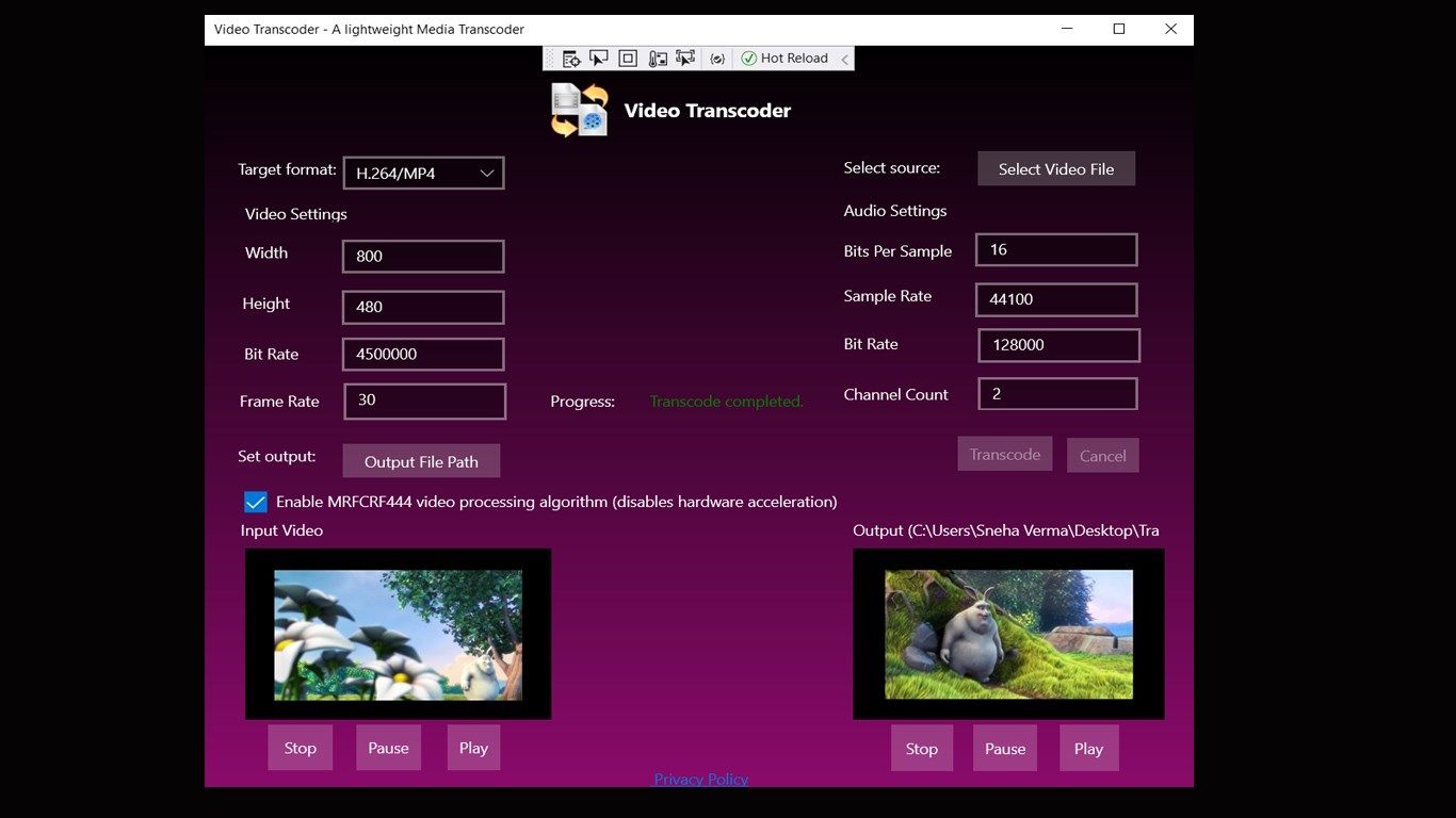 Video Transcoder - A lightweight Media Transcoder