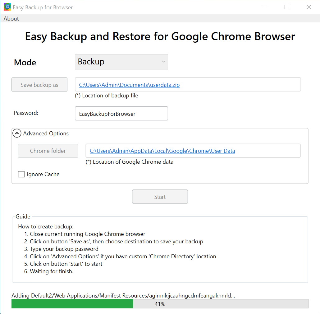 Easy Backup for Browser