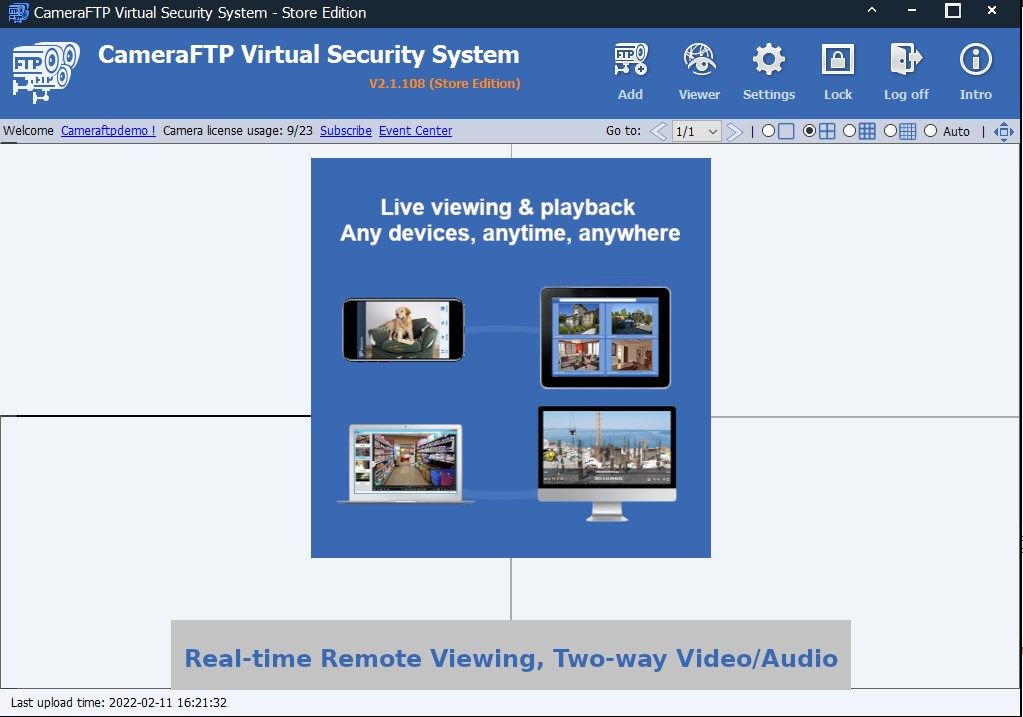 Real-time remote viewing, two-way video/audio