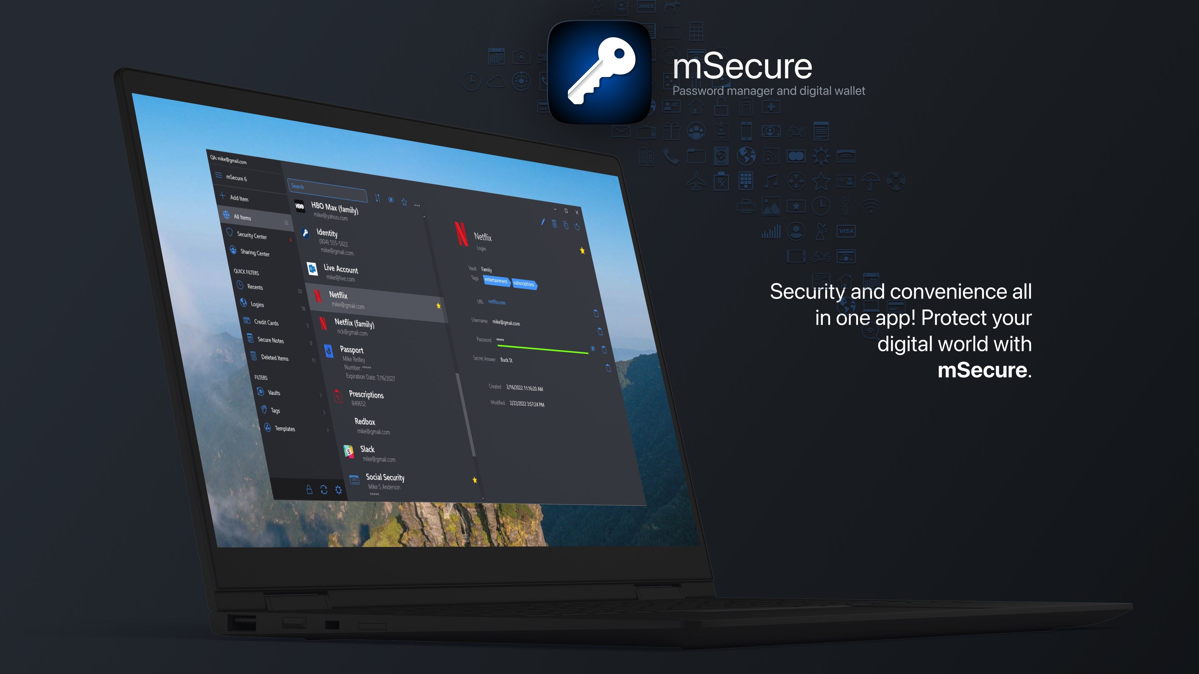 mSecure - Password Manager and Digital Wallet
