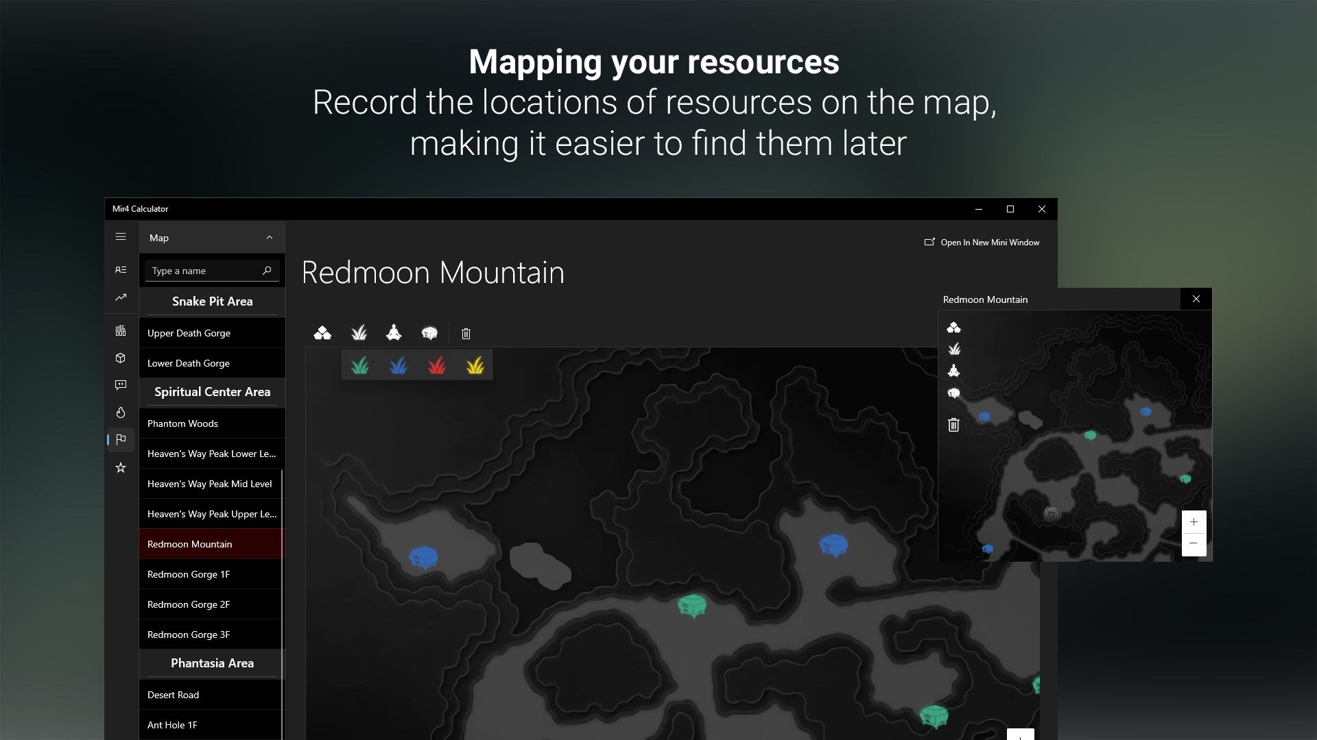 Mir4 Calculator | Mapping your resources Record the locations of resources on the map, making it easier to find them later
