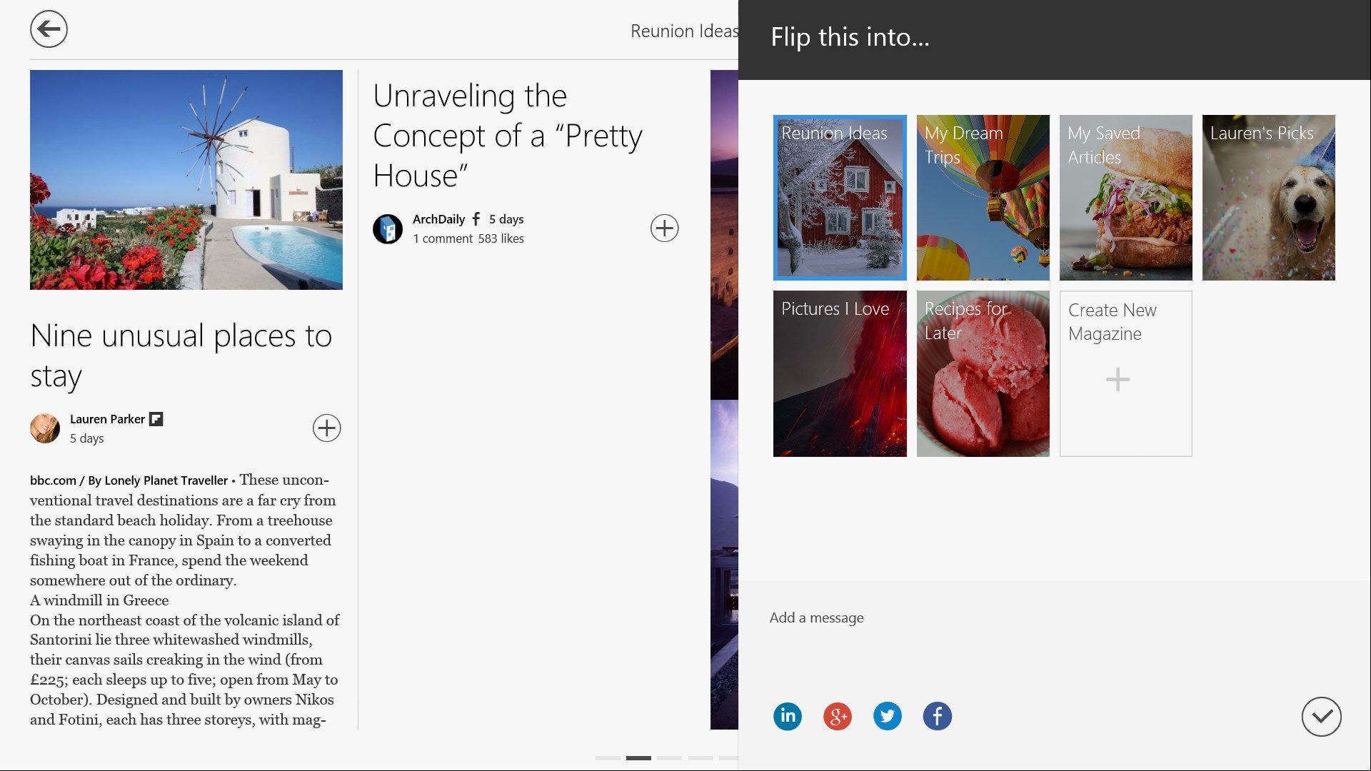 Use the + button to save your favorite stories into your own magazines.