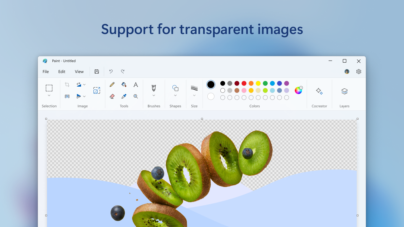 Support for transparent images.