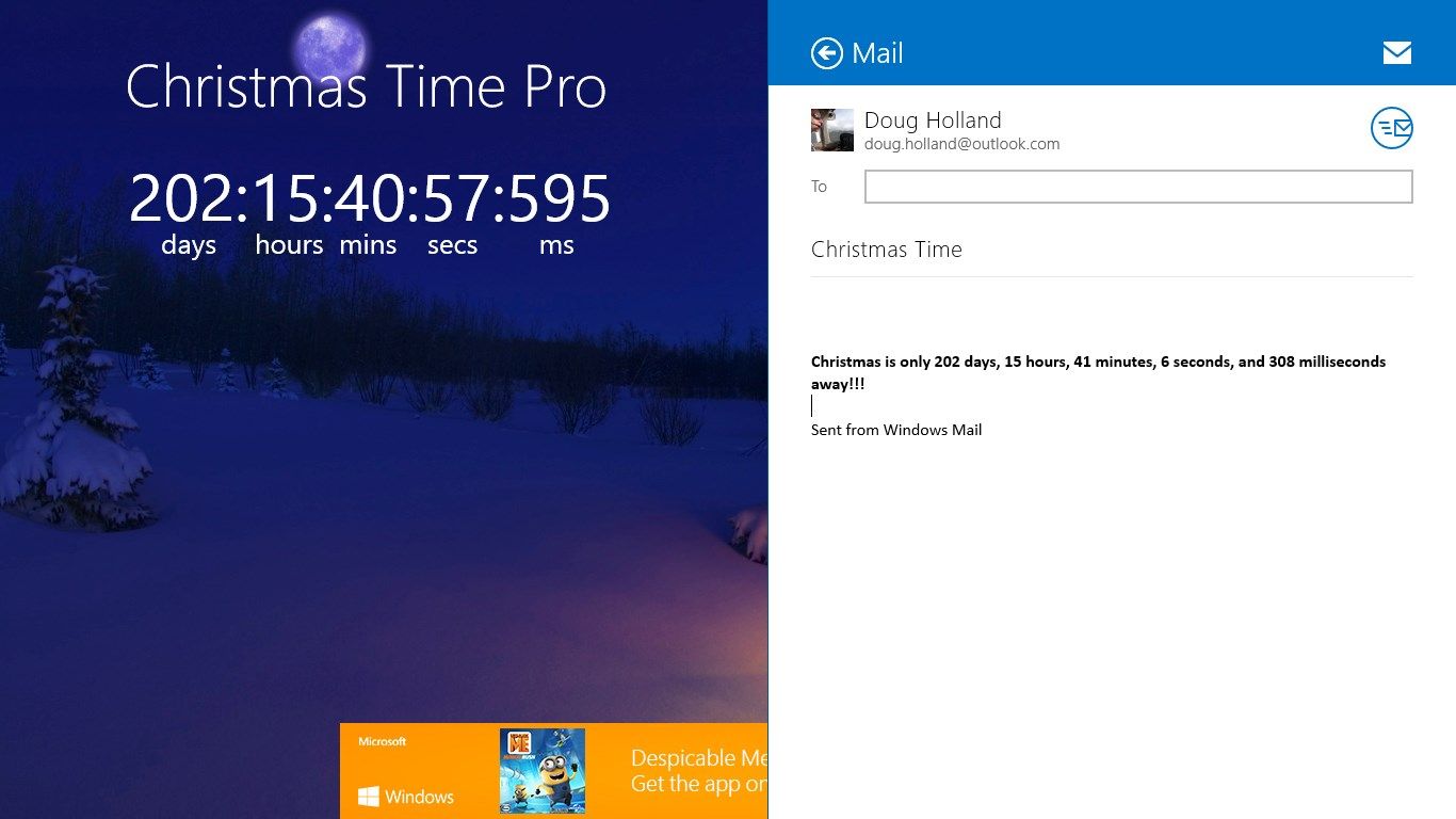 Christmas Time Pro allows you to share the remaining time with friends and family.