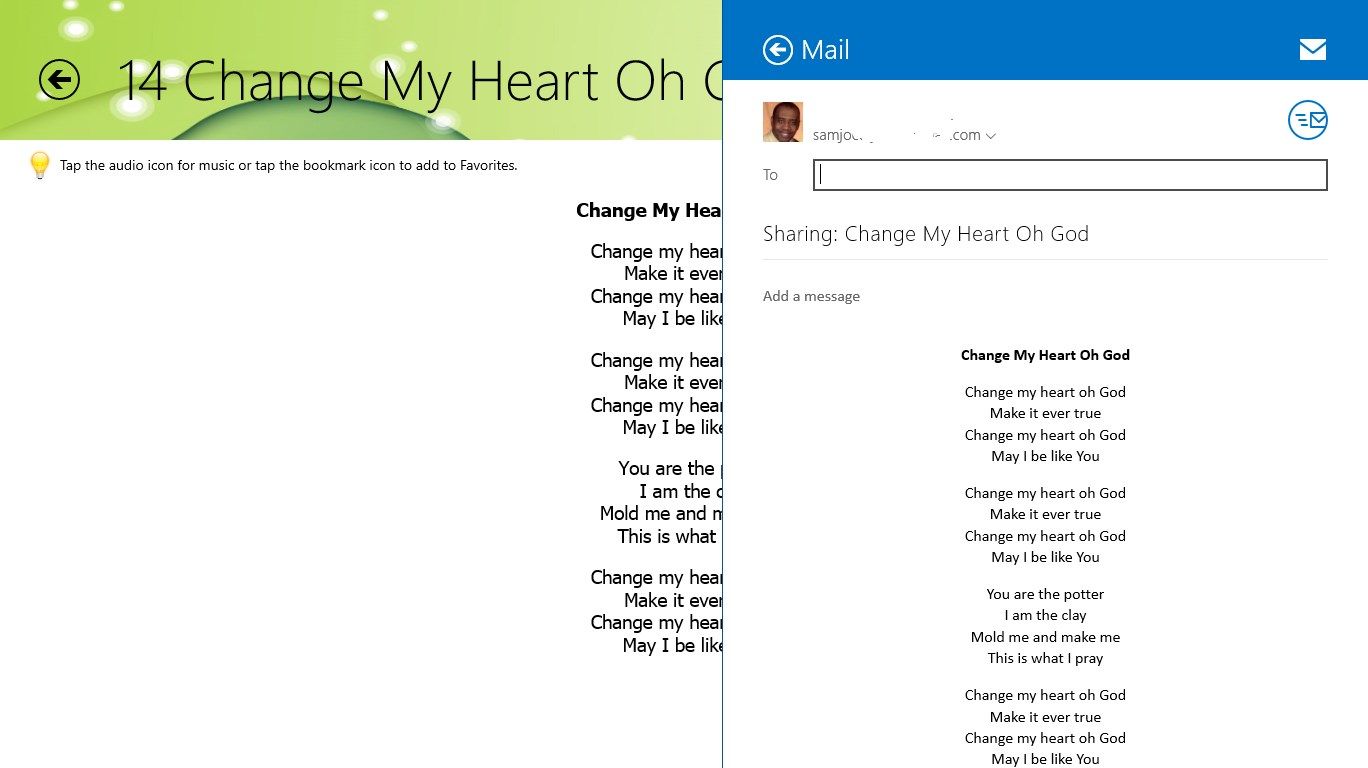 Share your Lyrics with others From the App.