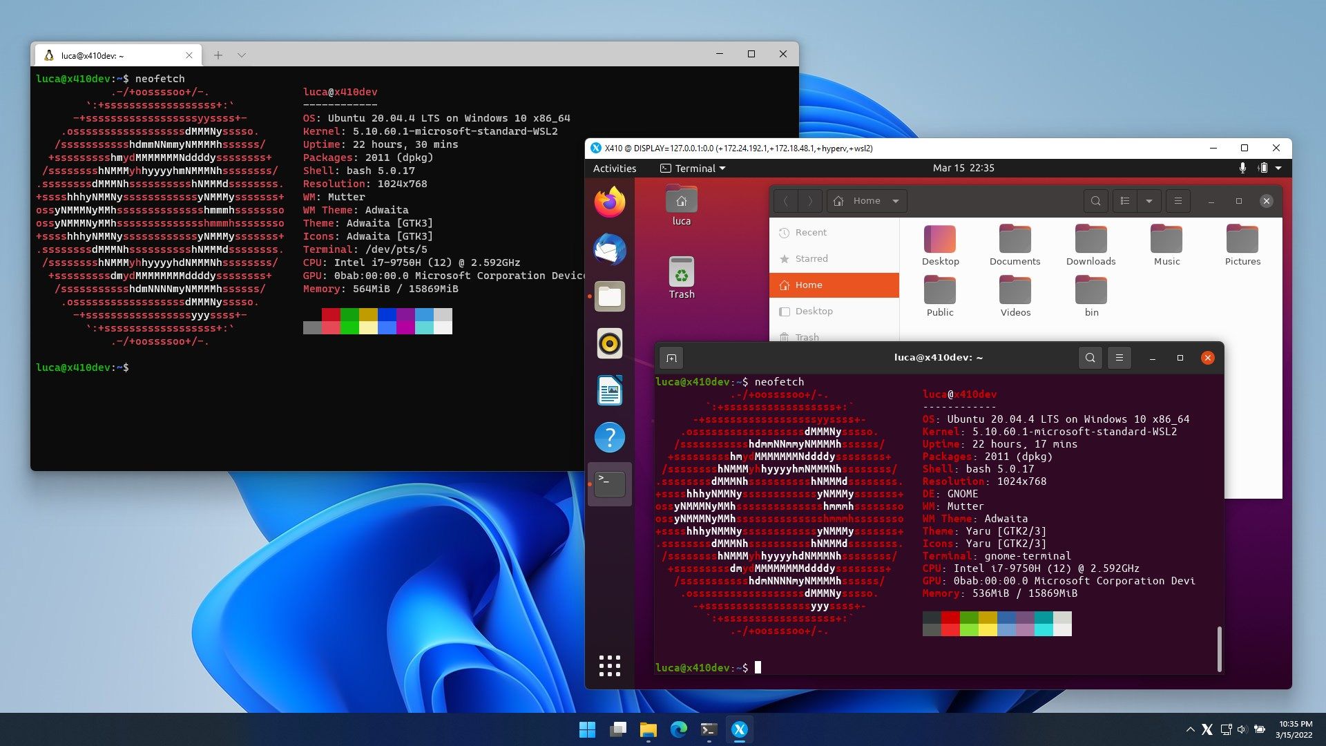 Ubuntu desktop on X410 (WSL2 / Desktop mode)
