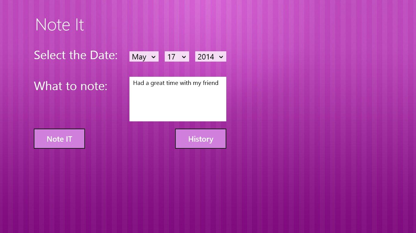 Select the date & Type the data & Click Note IT