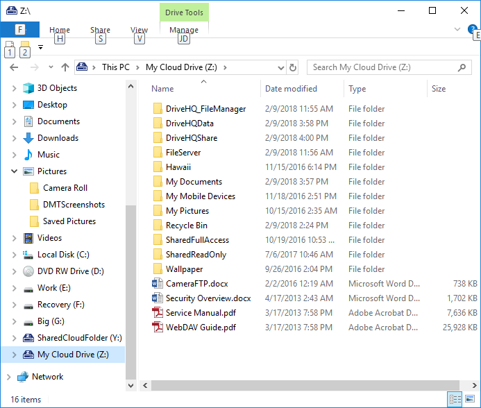 Mapped drives in Windows Explorer, shared drive.
