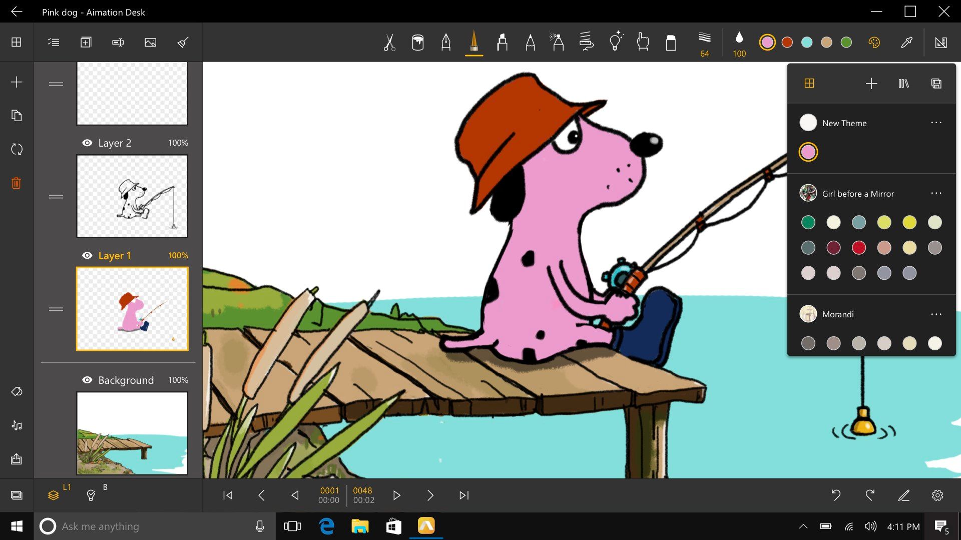 Create 2D animations with various types of tools