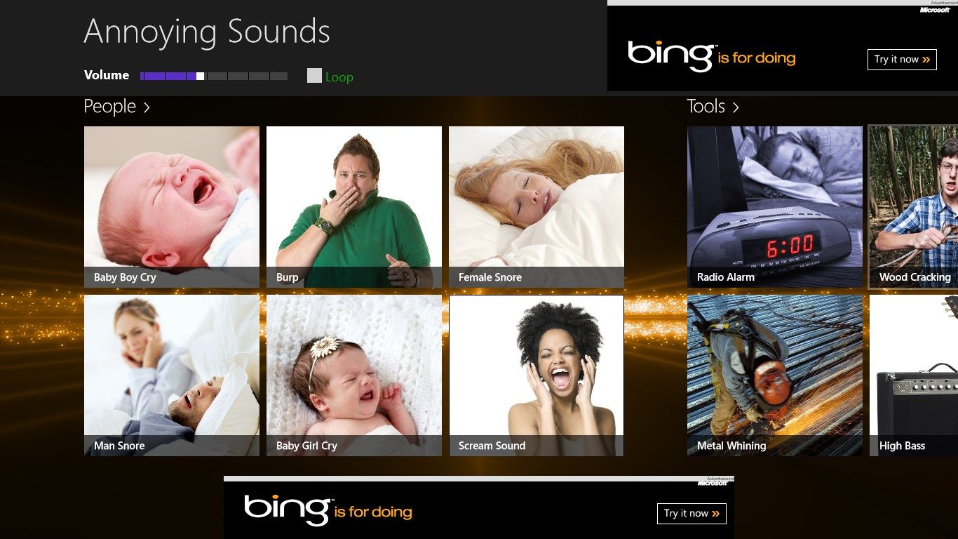 Different categories of annoying sounds with images