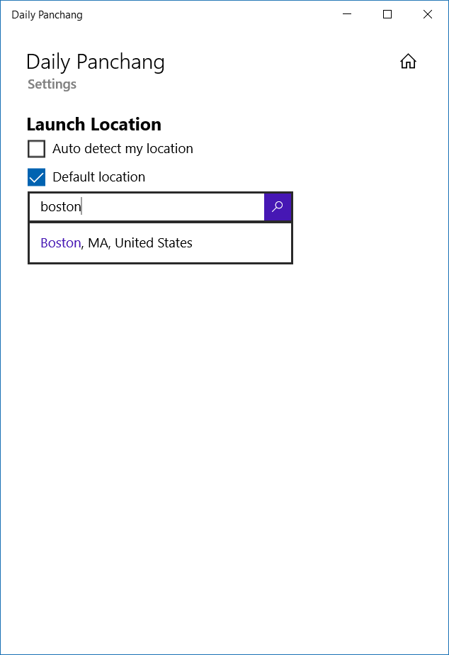 W10: Settings page, set app to auto detect your location or select one from the list of supported locations.