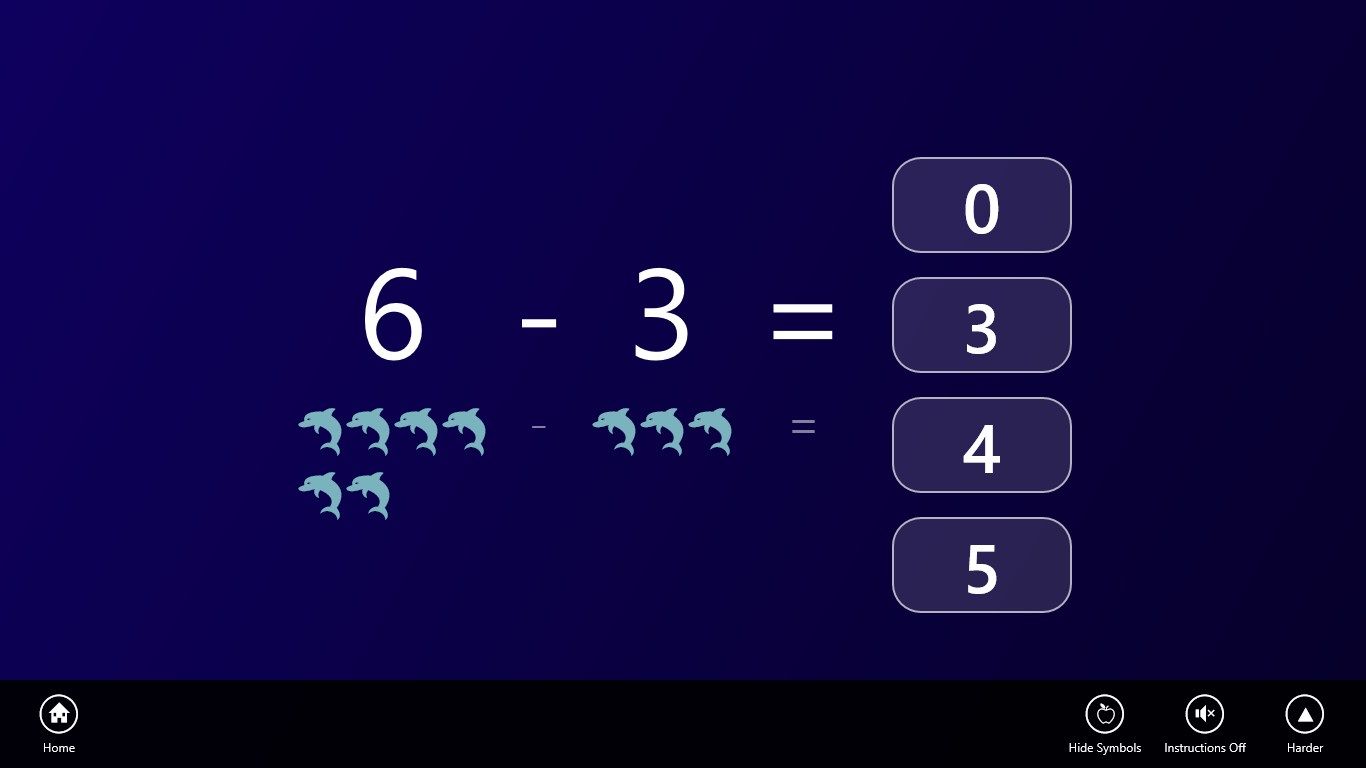 Basic subtraction. Use the app bar to quickly adjust options.