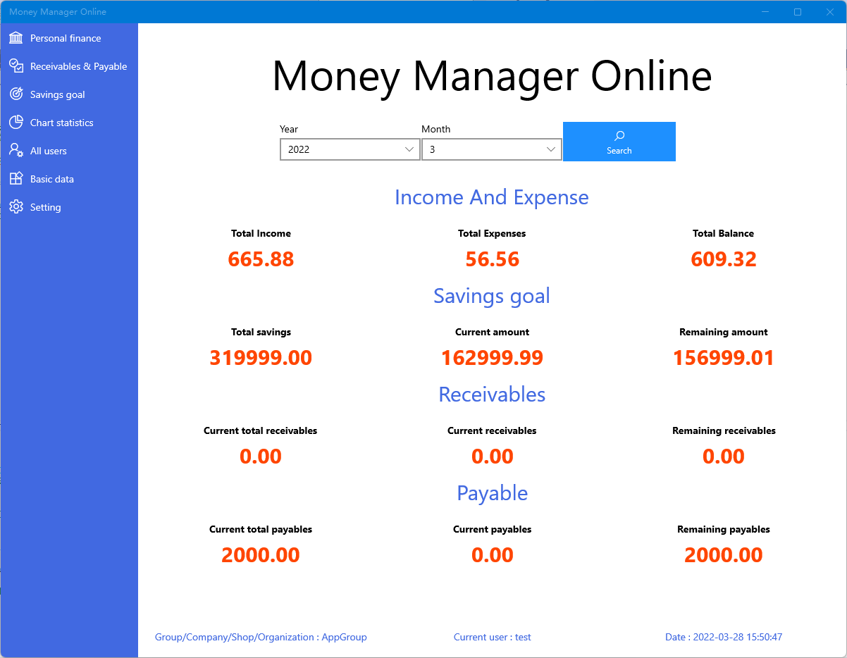 Money Manager Online - Team share finances