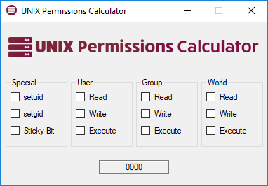 UNIX Permissions Calculator