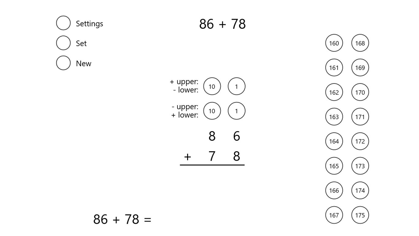 An app for learning and teaching the opposite-change addition method.