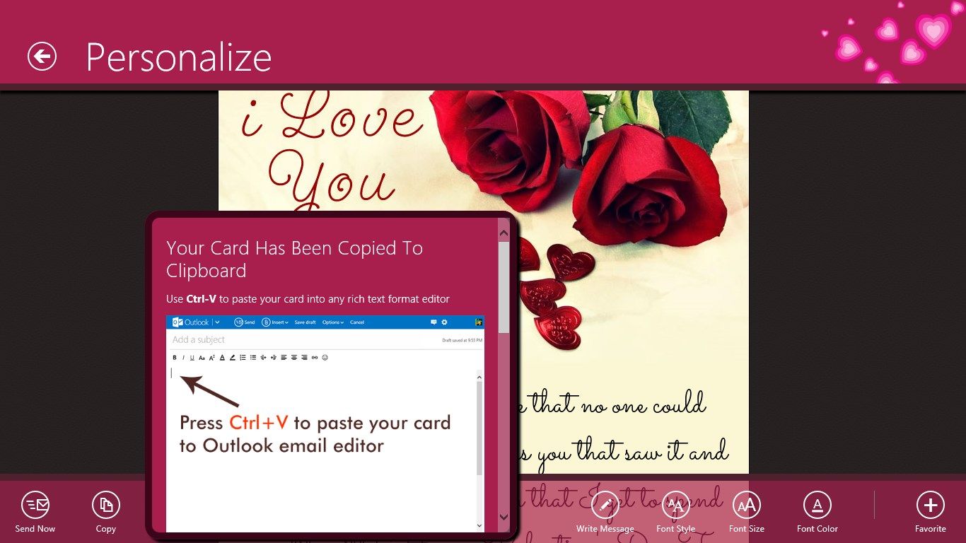 Copy Ecard To Clipboard. Use Ctrl-V to Paste to Gmail, Outlook, Yahoo Mail...