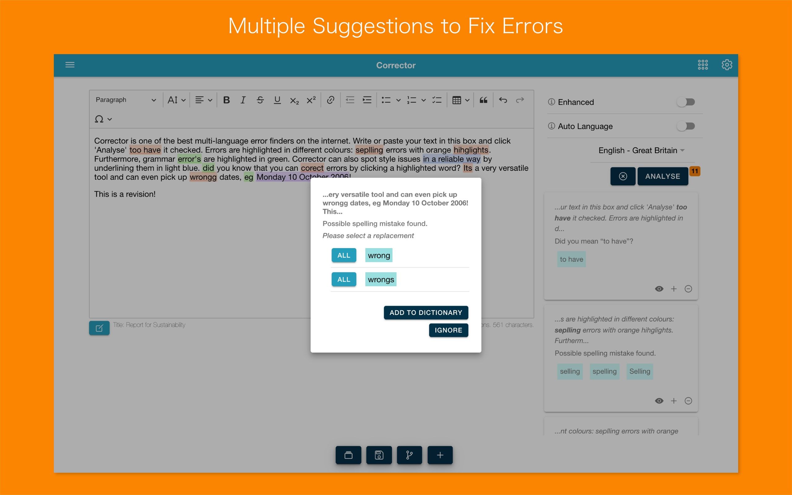 Corrector - Spelling and Grammar Checker