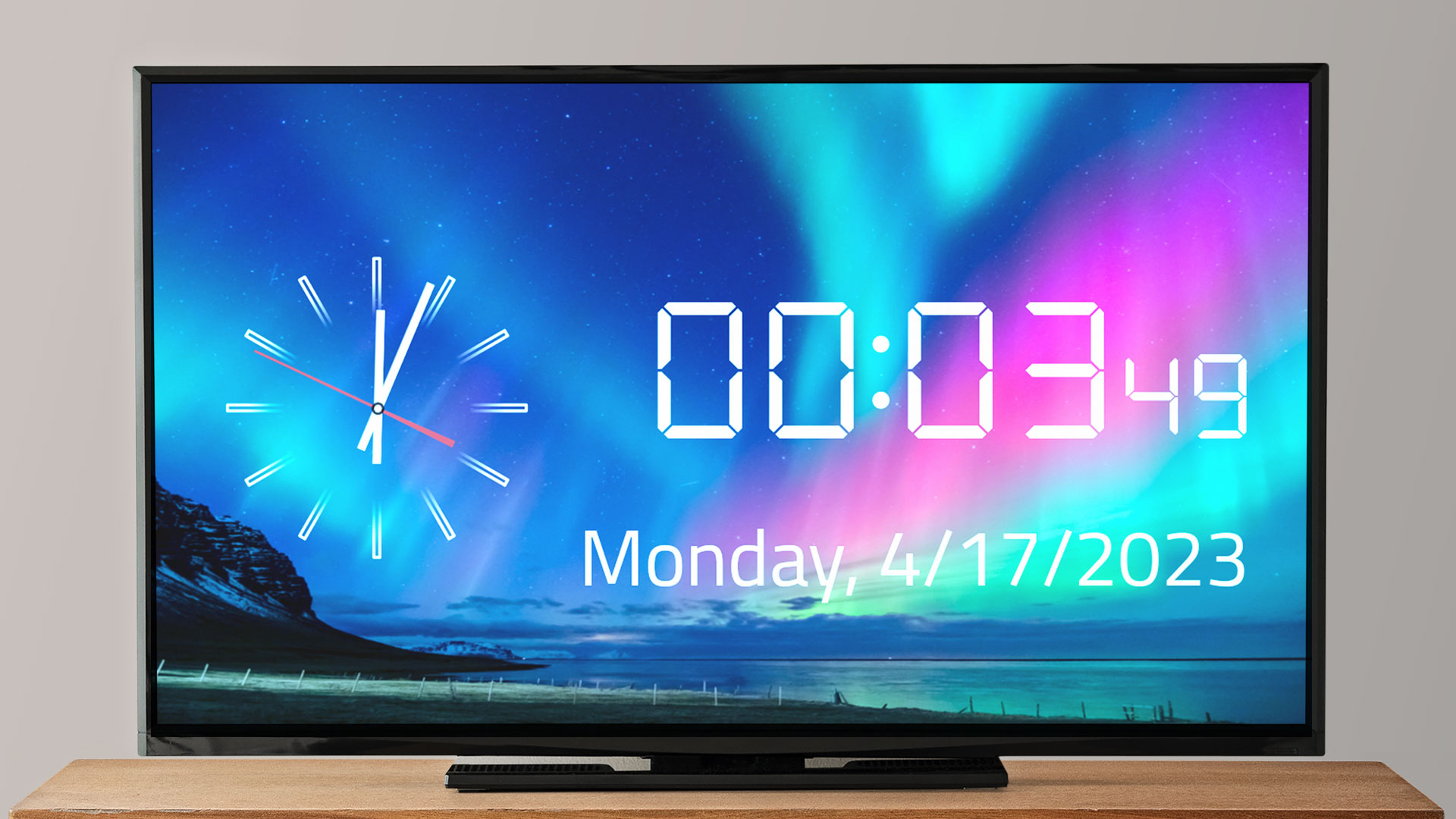 Aurora Borealis And Northern Lights HD Clock: Analog and Digital Clock Screensaver for Fire TV and Tablet - NO ADS