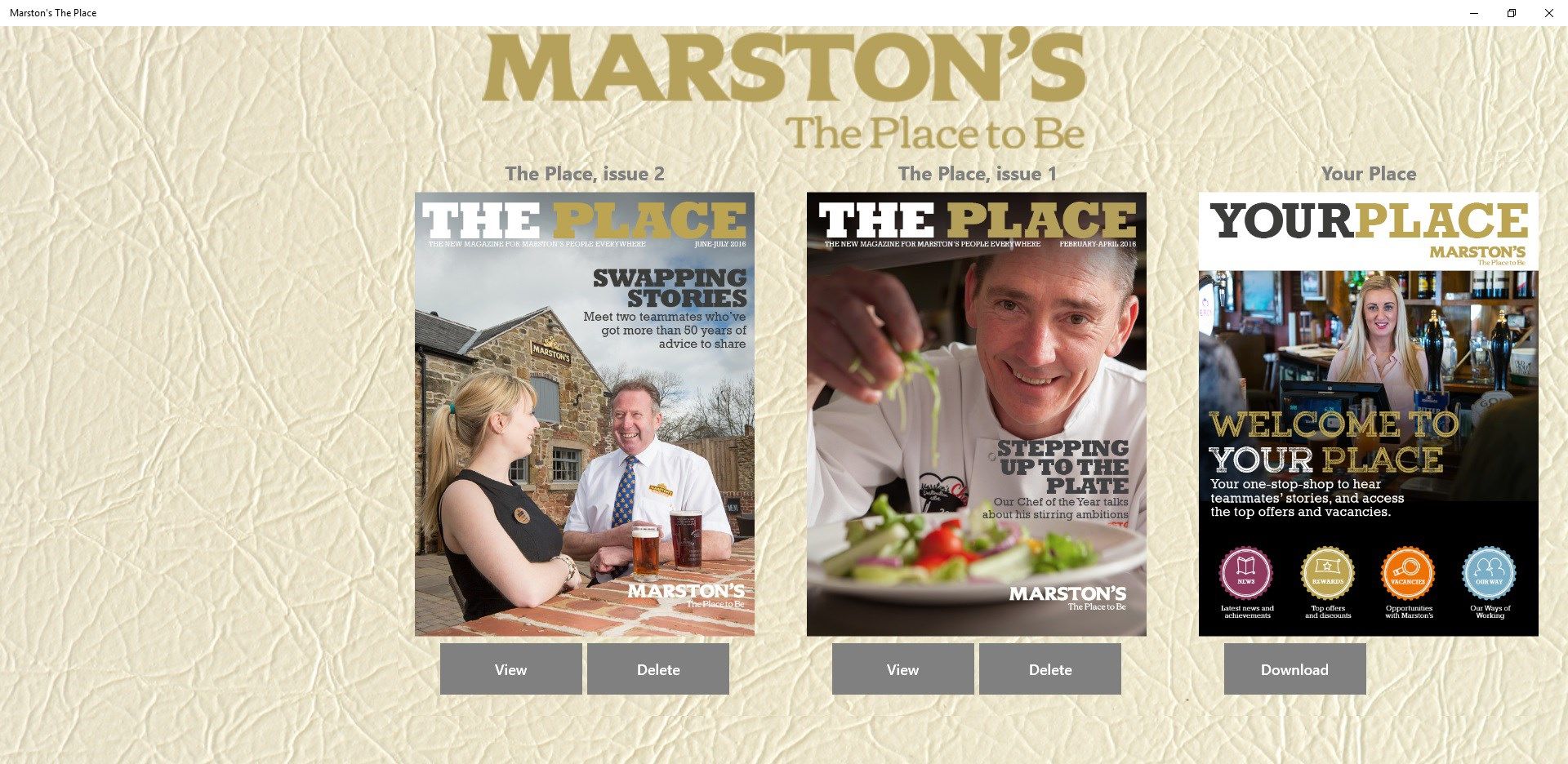 Marston’s The Place – desktop and tablet