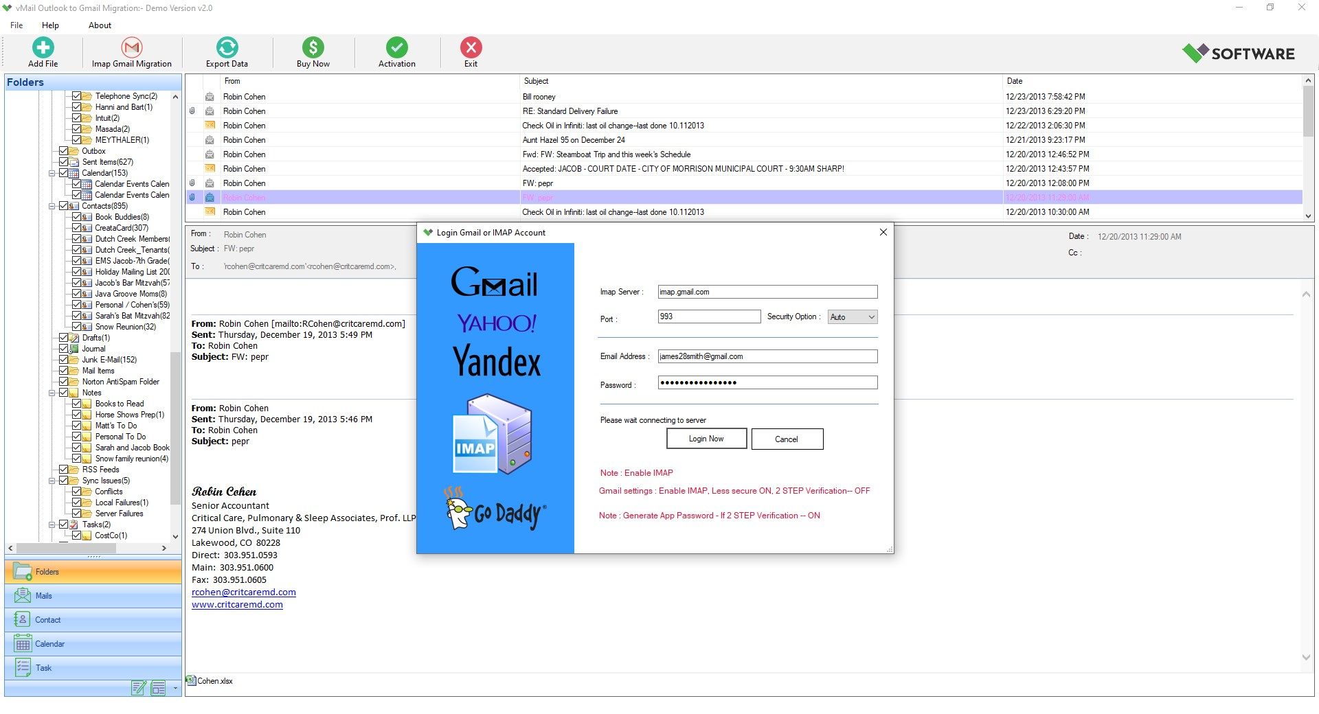 vMail Outlook to Gmail Migartion
