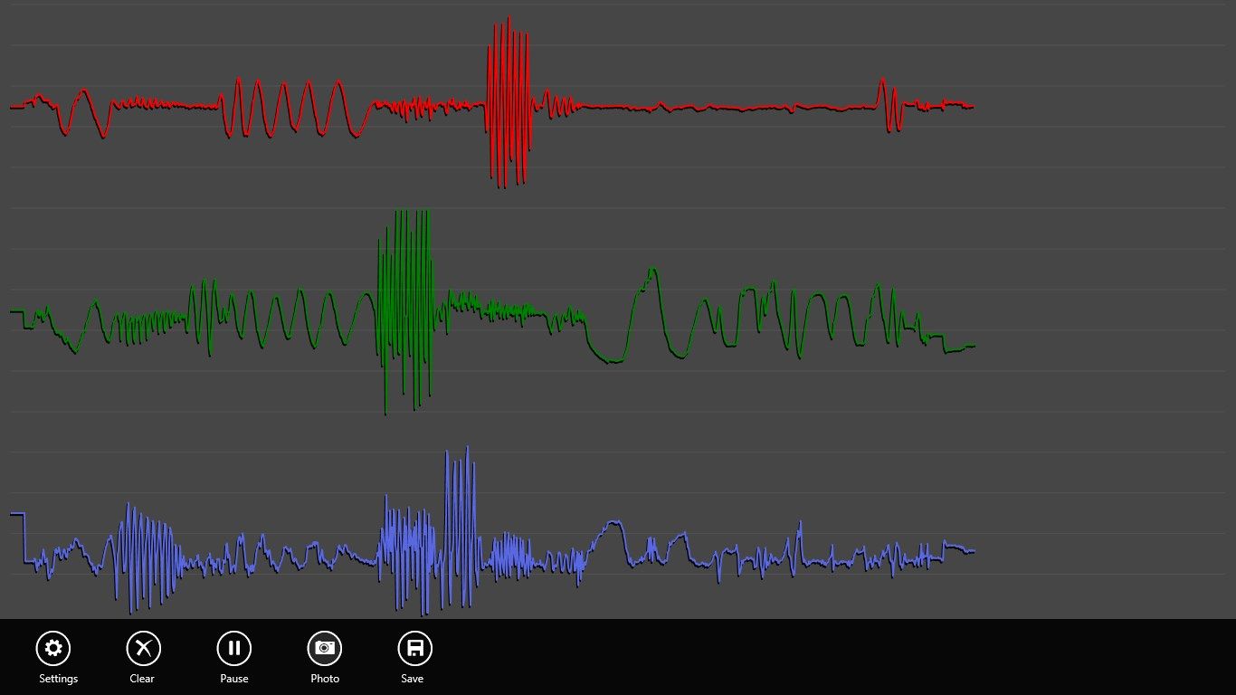 This snapshot was saved using the Photo button and shows that the x,y,z axes have received a bunch of interesting vibrations.