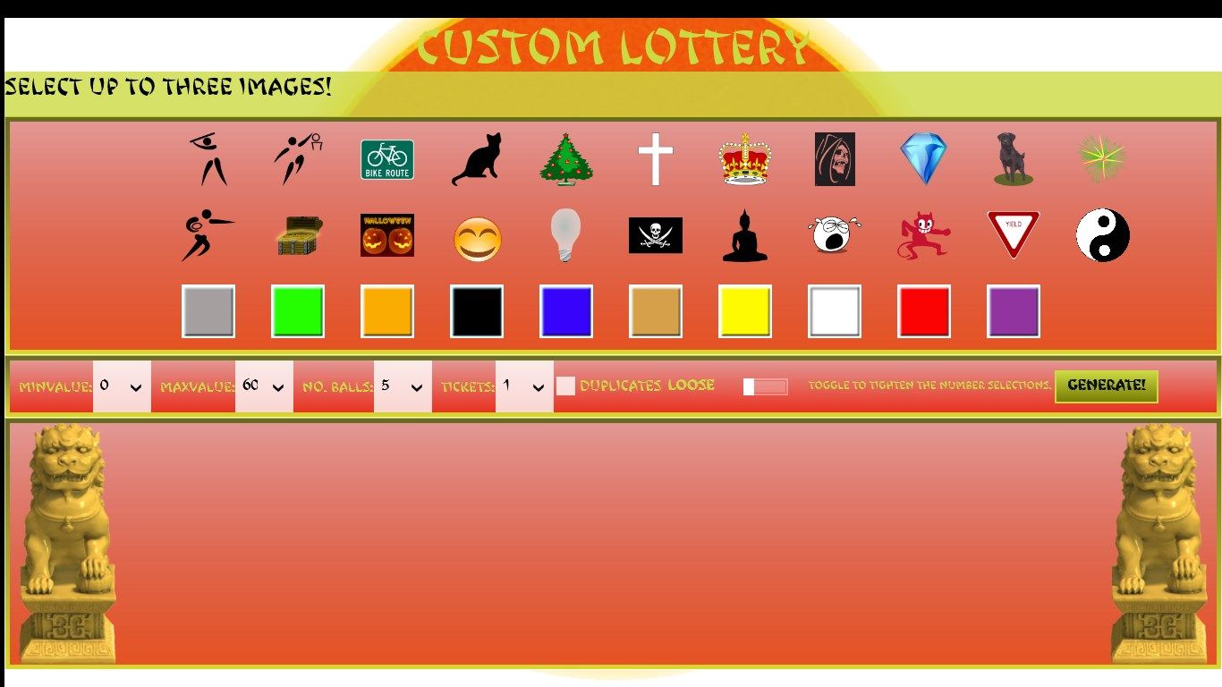 Custom lottery selection screen