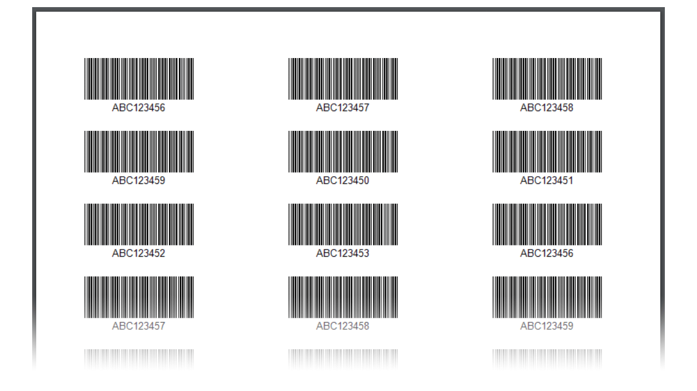 PDF output of multiple barcodes.