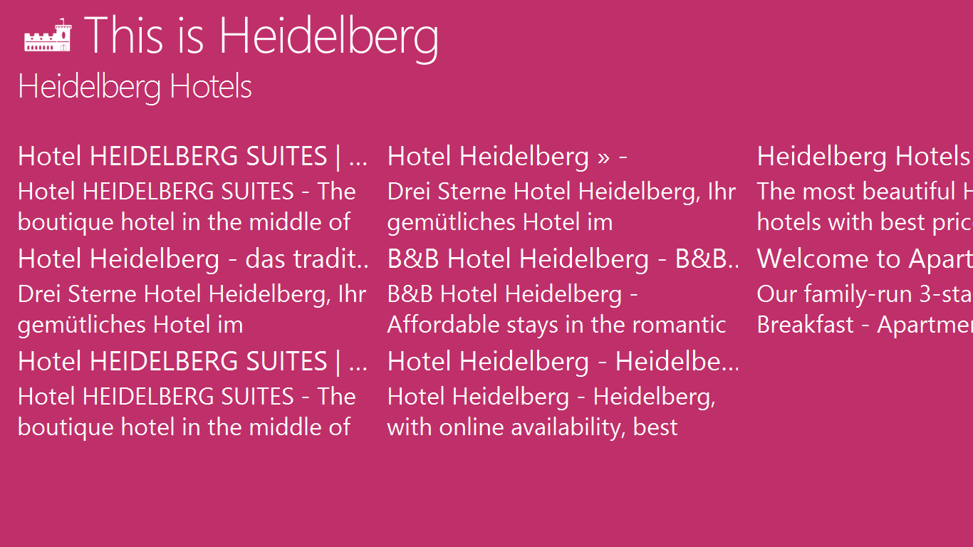 Live search of the best hotels in town.