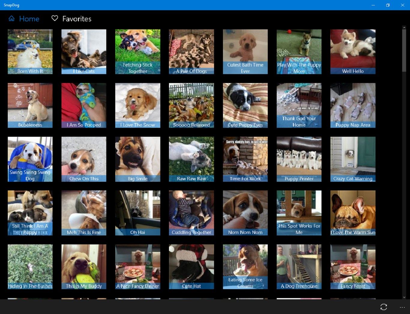 At start, you will get hundreds of pictures to choose to see in full screen.