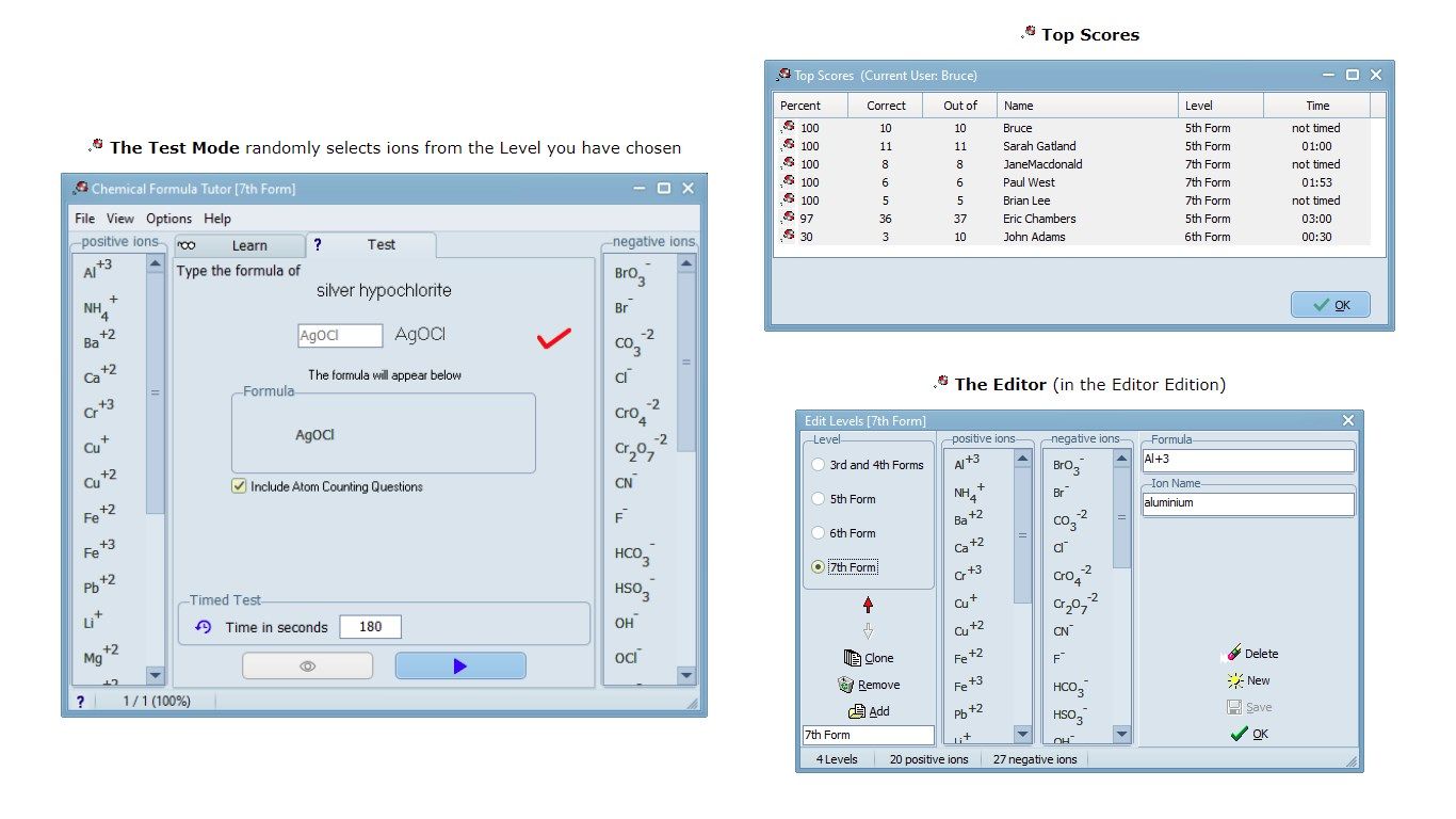 Chemical Formula Tutor with Editor