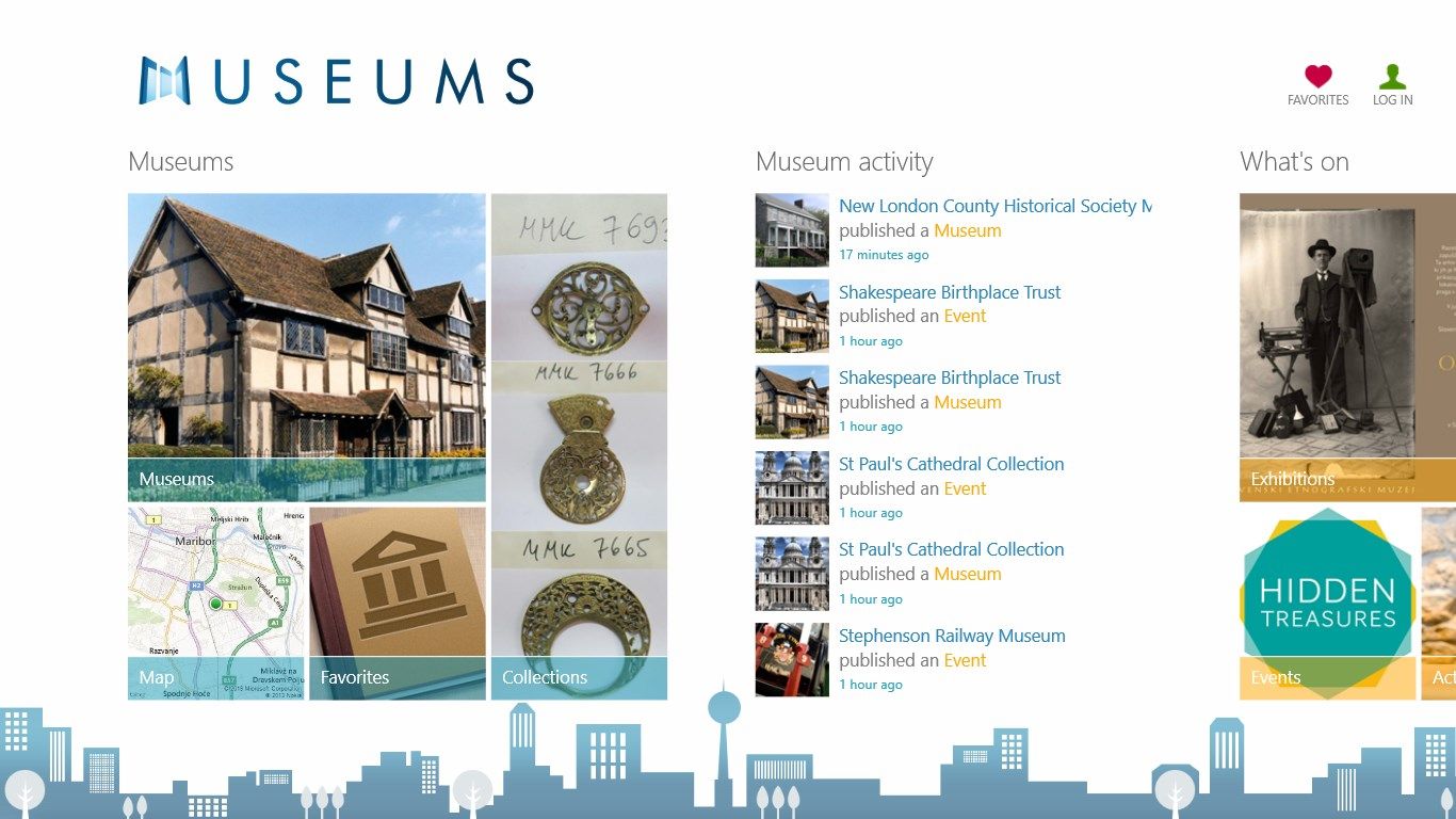 First screen - latest activities from museums and our users