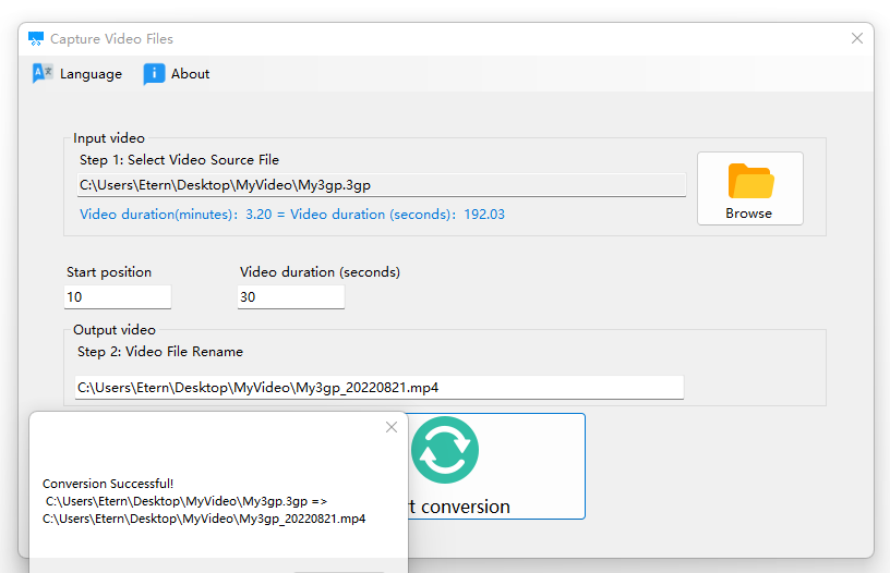 Capture Video Files - Split video and export video.