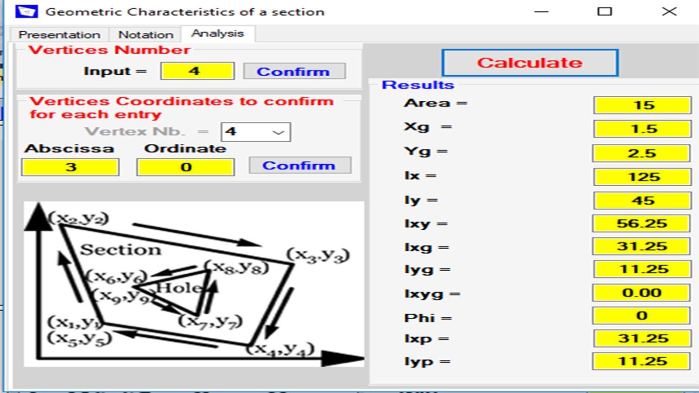 Geometric Characteristics of a Section