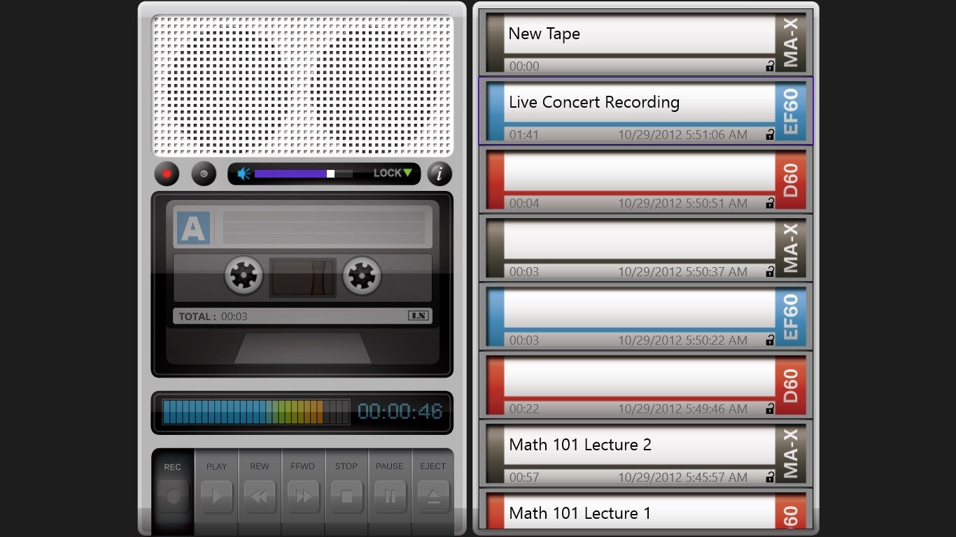 Realistic tape deck for everyday audio recording/playback