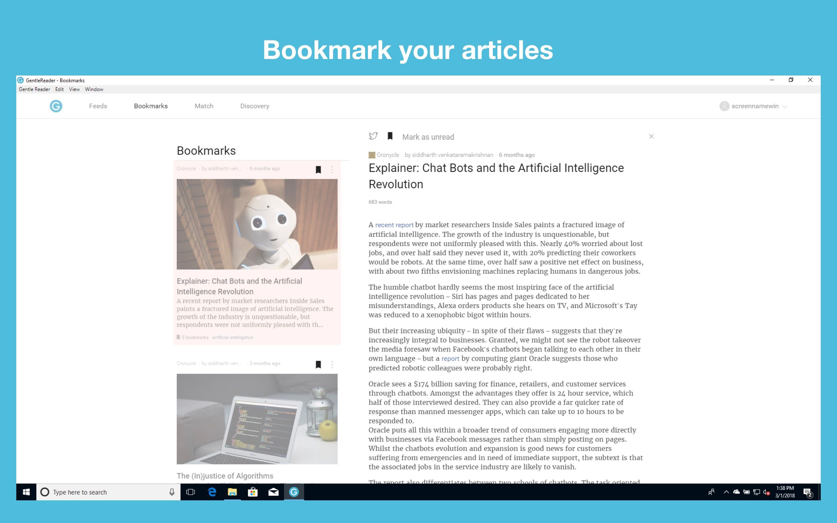 Bookmark your articles